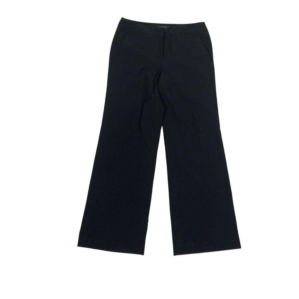 Larry Levine Signature 10 Pants Dress High Rise Black Blue Pin Stripe Career